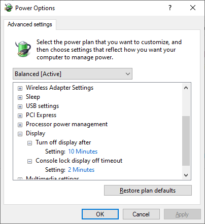 Power Options\Display