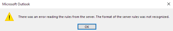 There was an error reading the rules from the server. The format of the server rules was not recognized.