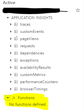 Azure application insights logs analytics fx functions